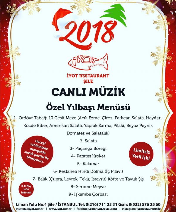 şile İyot Restaurant 2018 Yılbaşı Programı