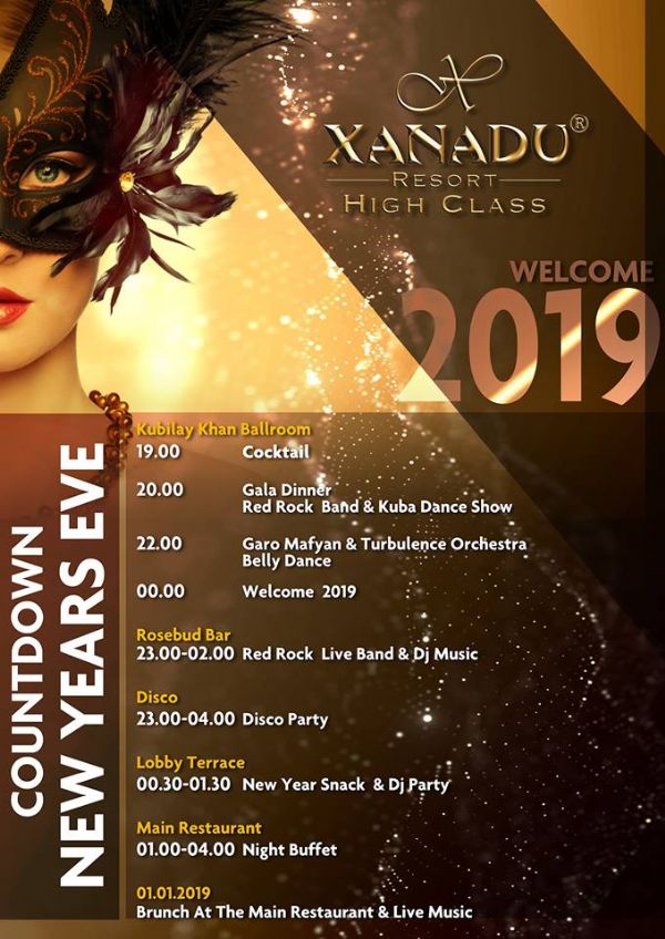 Xanadu Hotel Belek, Antalya Yılbaşı 2019 Programı