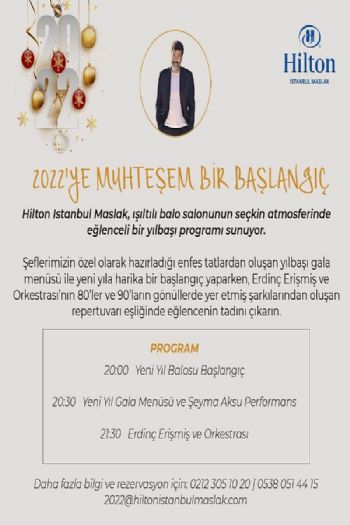 Hilton İstanbul Maslak 2022 Yılbaşı Programı